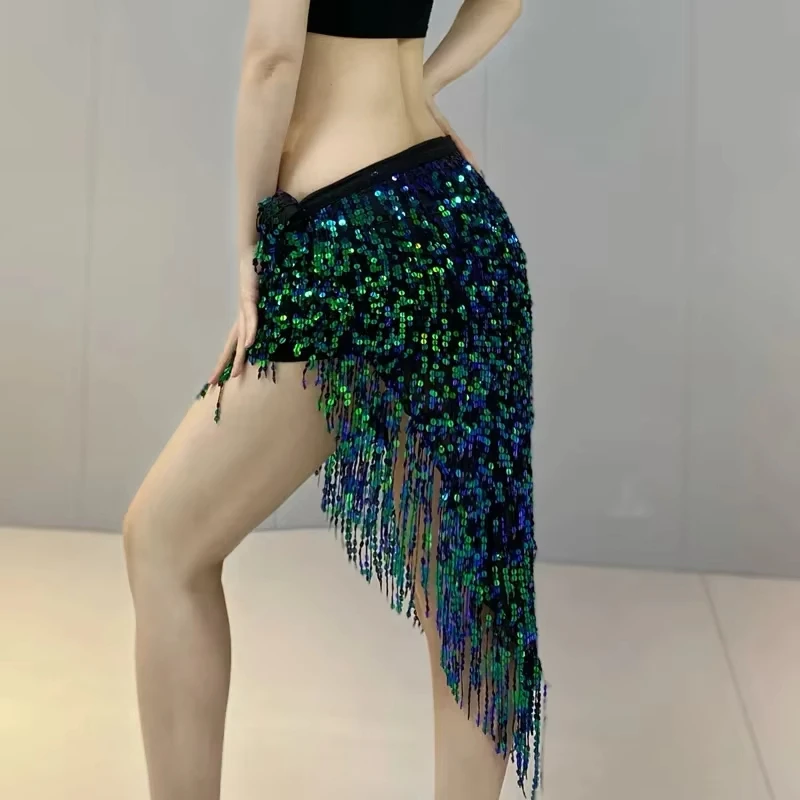 

Belly Dance Waist Chain Scarf Wrapped Skirt Sparkling tassel Ximi Heavy Industry Inspirational Performance Dress
