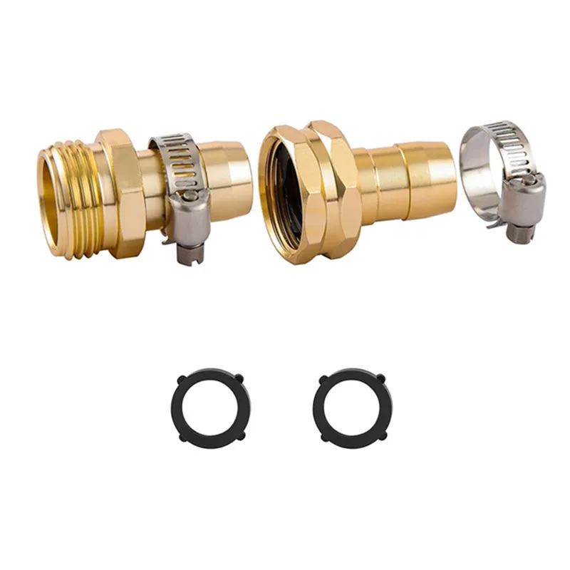 Garden Hose Repair Components Including Aluminum Connectors and Stainless Steel Clamps for Water Pipe Fittings