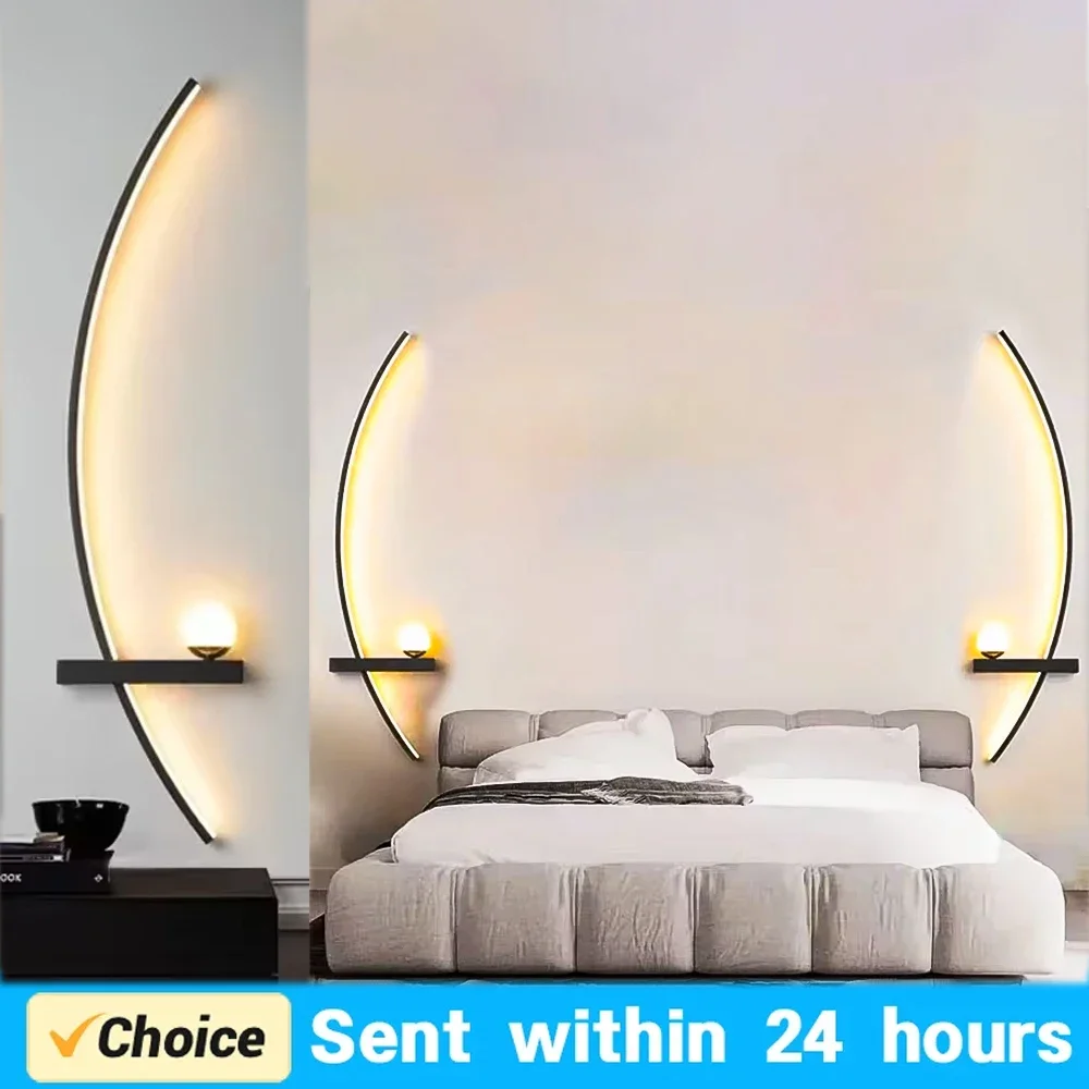 Modern LED Wall Lamps Minimalist Stripes Wall Sconce Decorative for Bedroom Bedside Home Living Room Background Lighting Luster