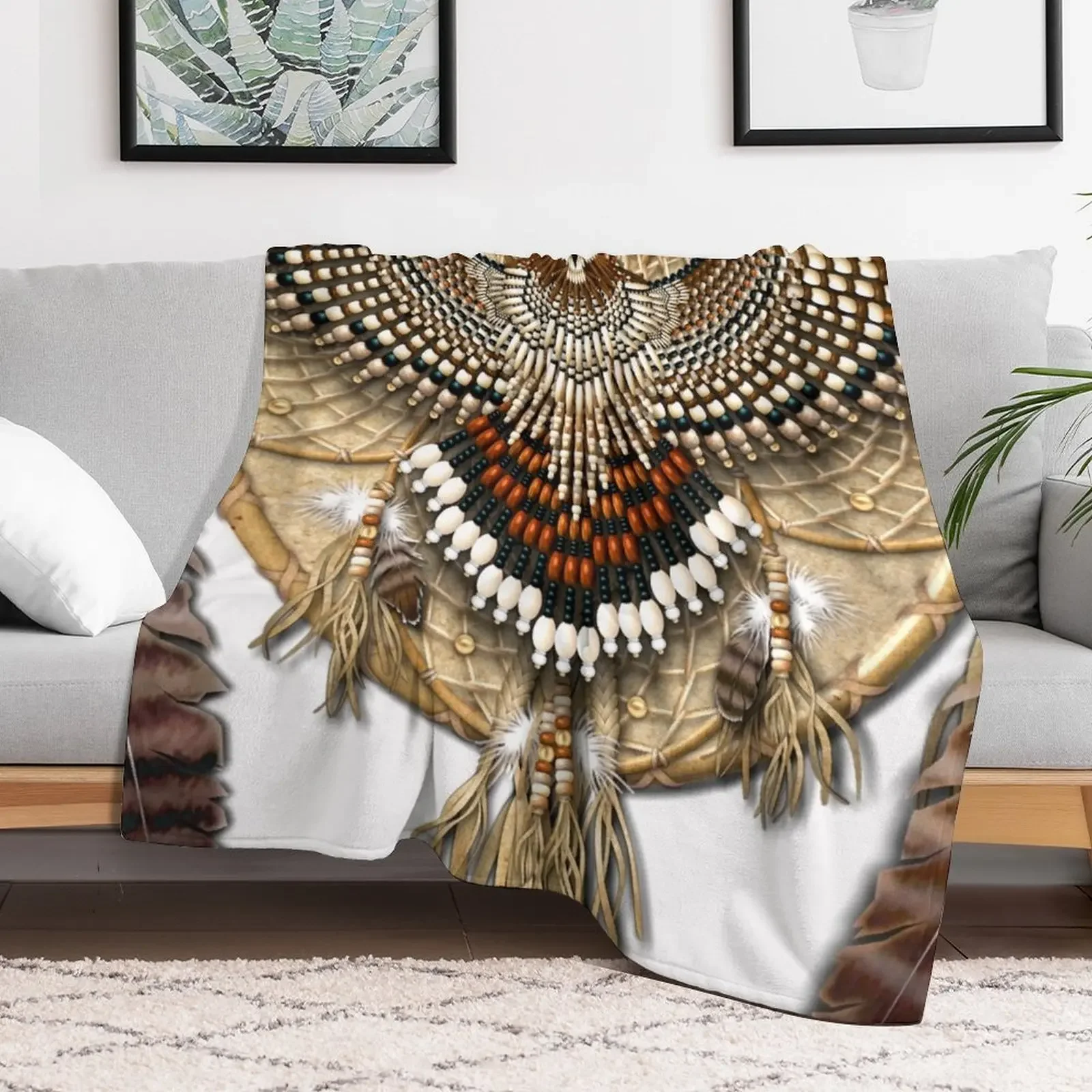 Red-Tail Hawk Dreamcatcher Mandala Throw Blanket Long Lasting Soft Plush Blanket for Daily Use
