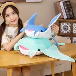 Kawai Stingray Plush Toys Simulation Devil Fish Stuffed Ocean Animals Dolls Soft Manta Ray Pillow Cushion Cute Room Decor 가오레