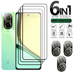 6-in-1 For Realme C67 Glass OPPO Realme C67 4G Tempered Glass 9H HD Full Cover Glue Screen Protector Realme C67 C 67 Lens Glass