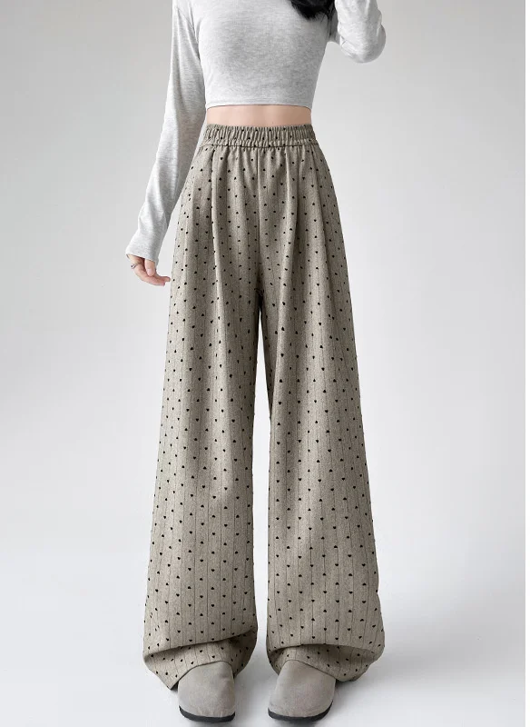 Szerokie spodnie z frędzlami, elastyczna talia, proste nogawki, damskie, jesienne, ocieplane, o prostym kroju, retro, młodzieżowe, do szkoły, do pracy, flanelowe spodnie.