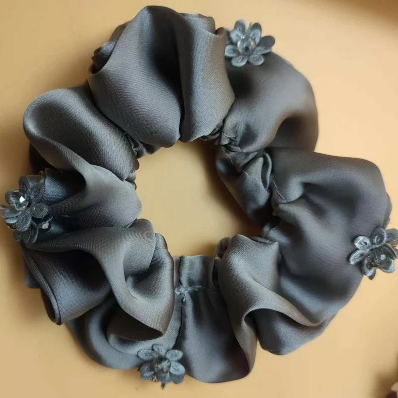 Scrunchie Satin Crystal Hair Tie  Rhinestone Large Intestine  Elastic  Rubber Band  Headdress  Elastic Hair Bands   Accessoires