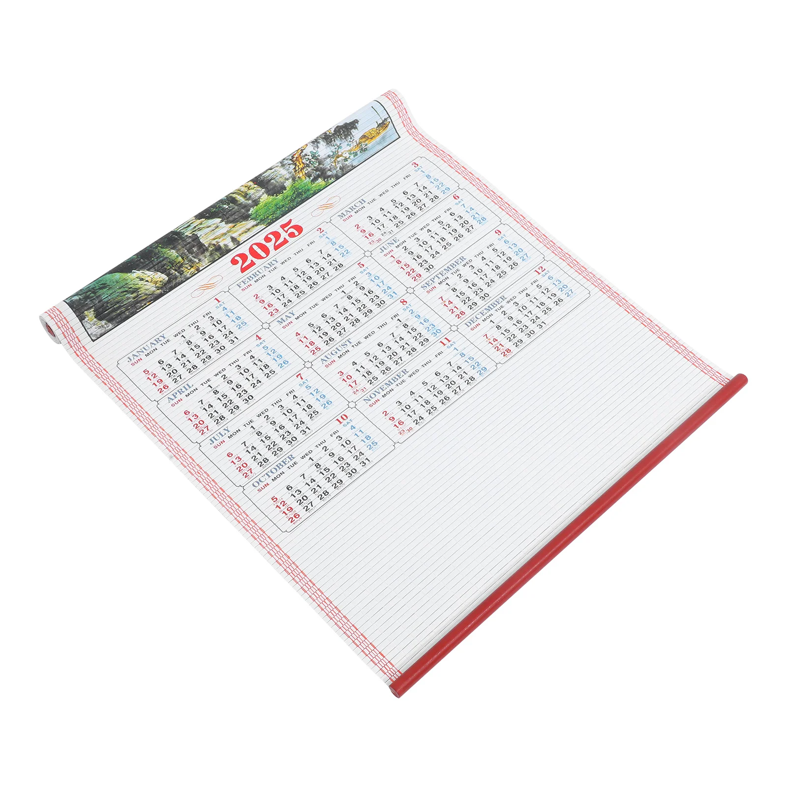 

2025 Snake Year Imitation Rattan Hanging Scroll Calendar Clear Printed Household Wall Calendar Multi functional Office