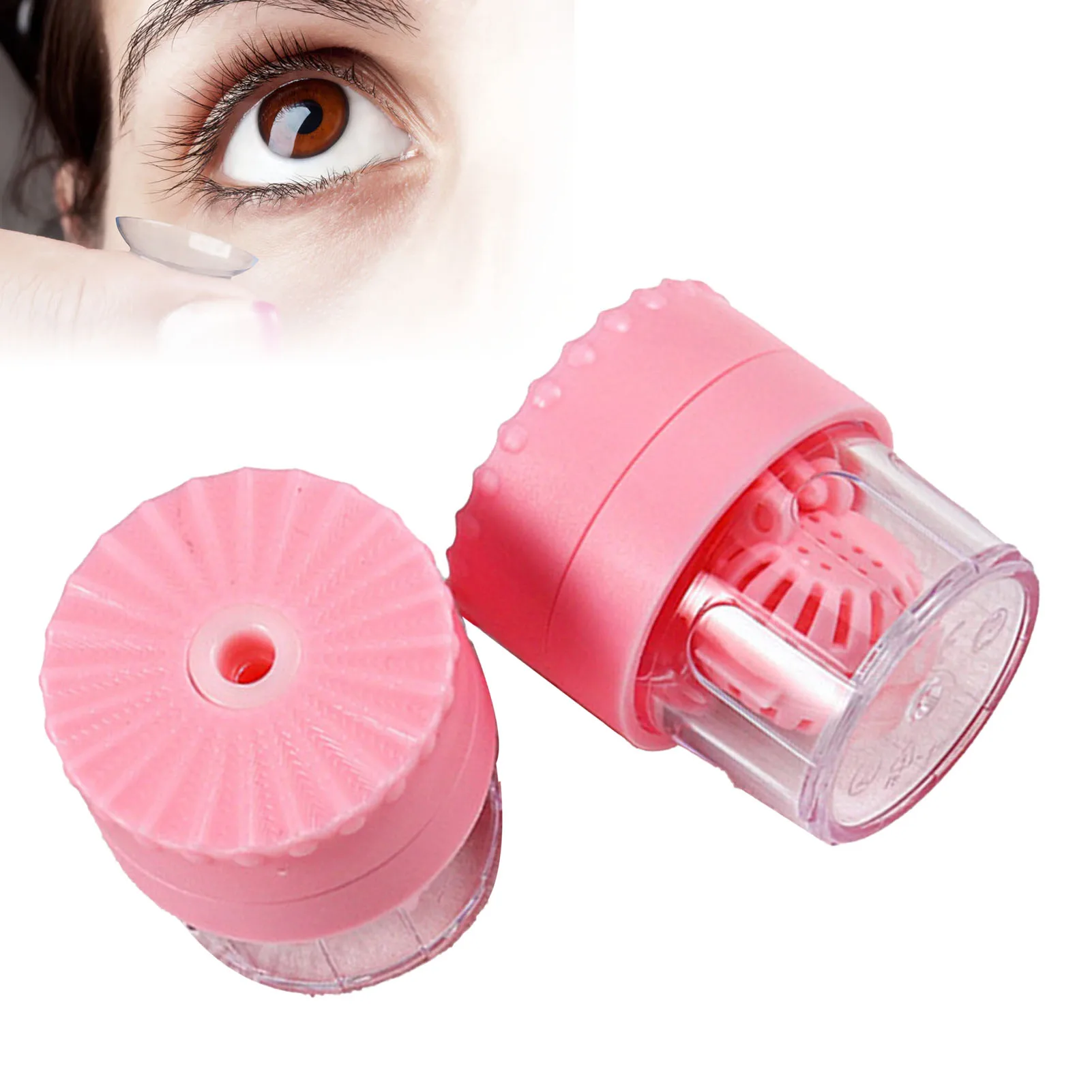 Contact Lens Cleaner Case Portable Manually Rotatable Contact Lens Case Plastic Container Storage Holder Eyewear Accessories