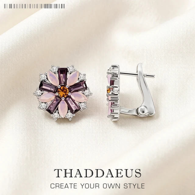 Clip para la oreja, flor colorida, joyería fina de la suerte y la felicidad de estilo europeo para mujer, nuevo regalo bohemio de Plata de Ley 925 2022