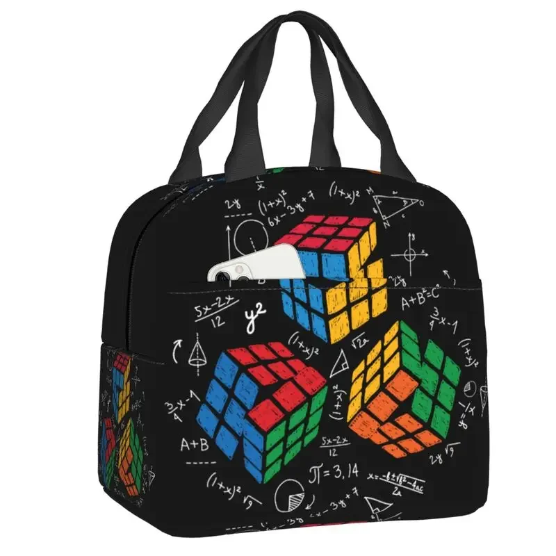 Math Rubiks  Insulated Lunch Bags for Camping Travel Geek Teacher Gift Waterproof Thermal Cooler Bento Box Women Kids