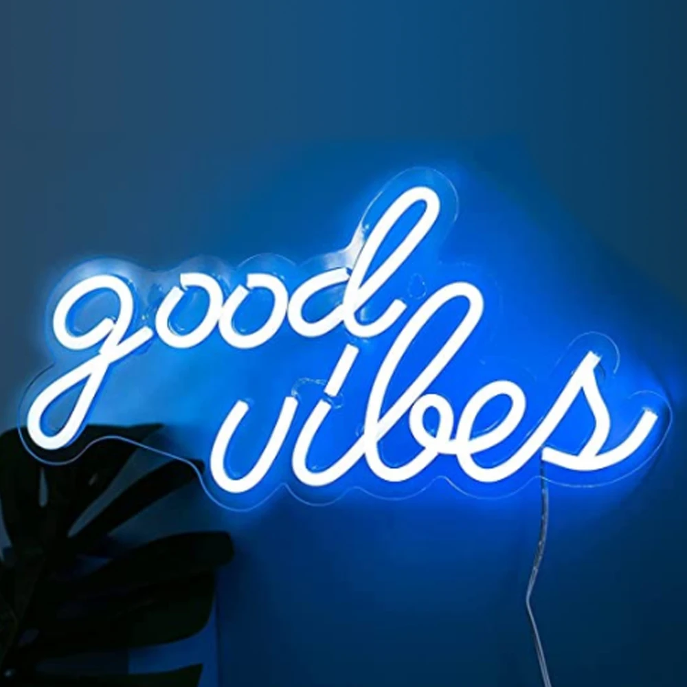 Good Vibes Neon alimentato da USB con interruttore dimmerabile camera da letto Pink LED Neon Wall Decor Neon Playroom Party Bar Decor