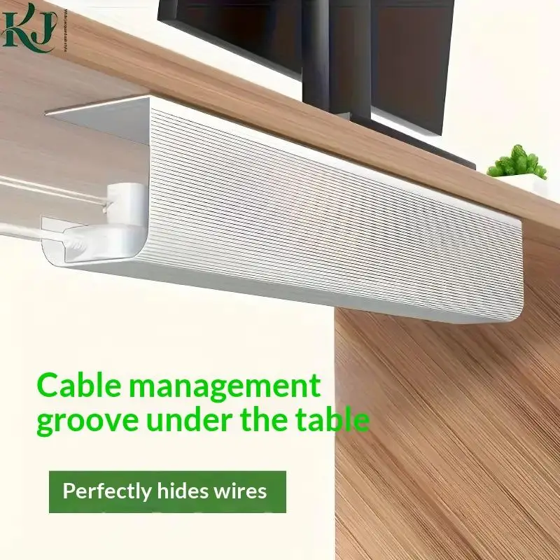 1PC 40cm/15.75inch PVC Under Table Cable Organizer Punch-free Office Wire Organizer Holder Easy Installation Wall-MountedHot