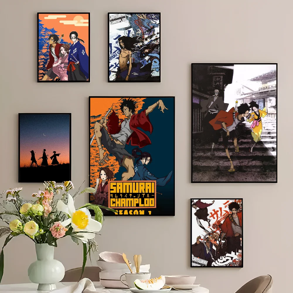 Samurai Champloo Classic Movie Self-adhesive Art Poster Waterproof Paper Sticker Coffee House Bar Posters Wall Stickers