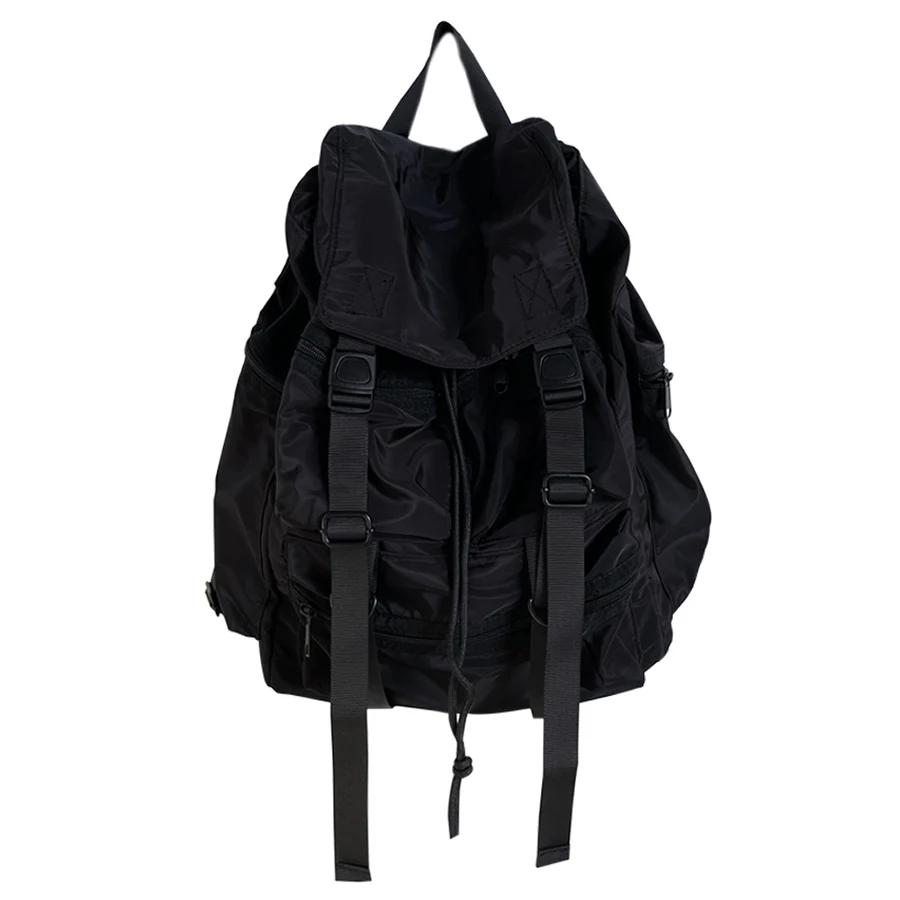 Imagem -05 - Mochila de Nylon Impermeável para Mulheres Mochila Escolar Portátil para Menina Mochila de Estudante Bolsa Traseira Grande Feminina Multibolso Preto Moda