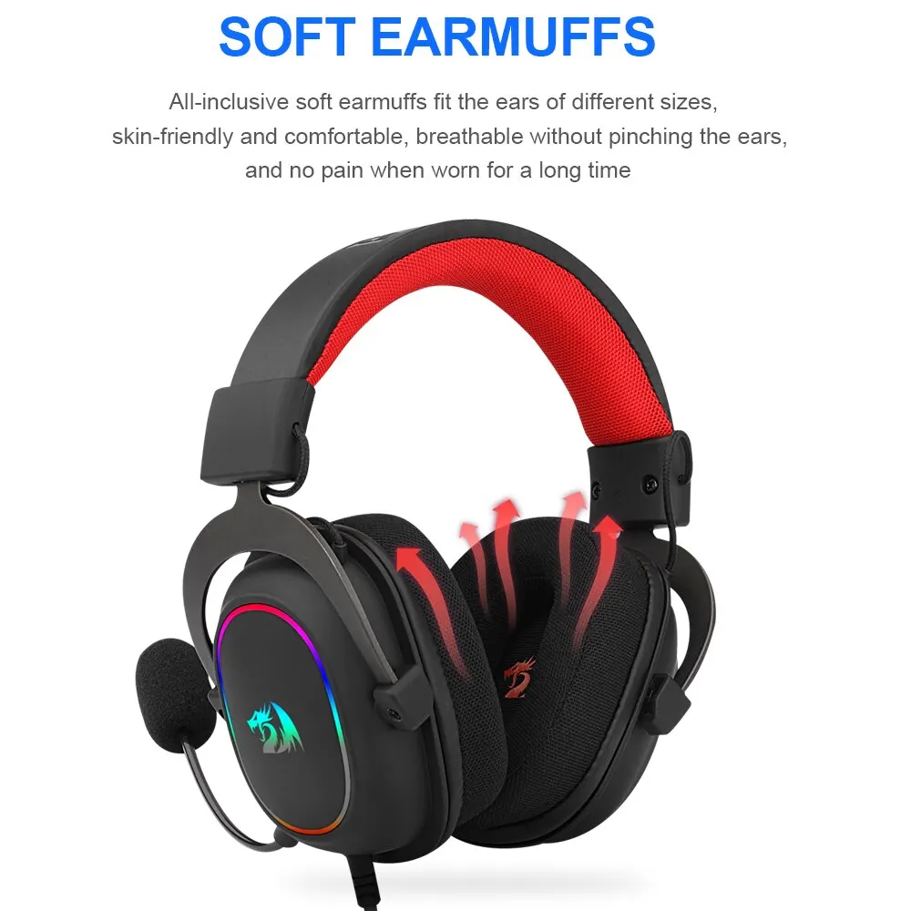 REDRAGON ZEUS X H510 RGB Gaming USB Headphone Noise Cancelling, 7.1 Surround Compute Headset auricolari microfono per PC PS4