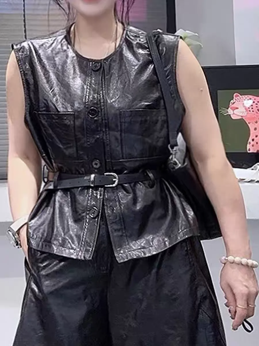 سترة نسائية من جلد eepskin ort Svel round Ne Slim Fit ort معطف Euro Sle Faionable كاجوال للتنقل Sle