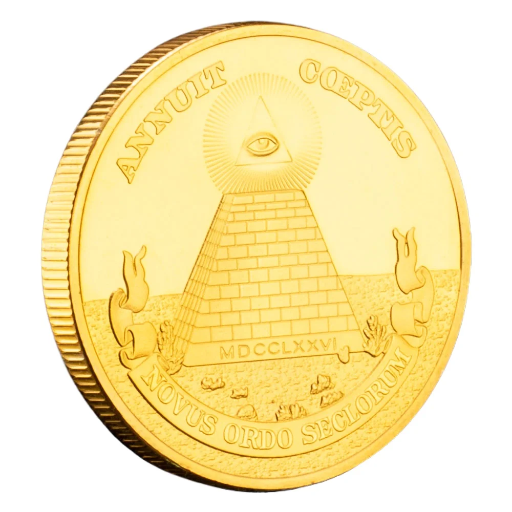 United States Freemason Golden Plated Souvenir Coin Annuit Coeptis Novus Ordo Seclorum Commemorative Coin Collectible Gift