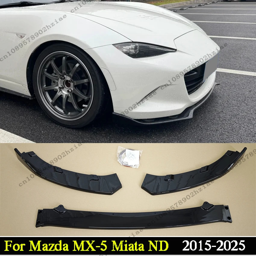 

Front Bumper Lip For Mazda MX-5 MX5 / Miata ND 2015-2025 2-Door Spoiler Splitter Diffuser Under Chin Cover Trim Body Kits Tuning