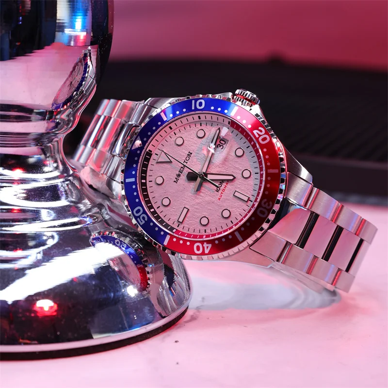 Reloj mecánico MOEMTON Original para hombre, reloj con cristal de zafiro, 10bar, 100M, resistente al agua, reloj deportivo de buceo, acero inoxidable de lujo