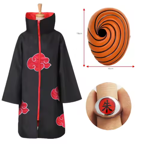 Akatsuki Tobi Obito Cosplay Costume Akatsuki Long Sleeve Cloak Halloween Carnival Funny Adult Cosplay Costume