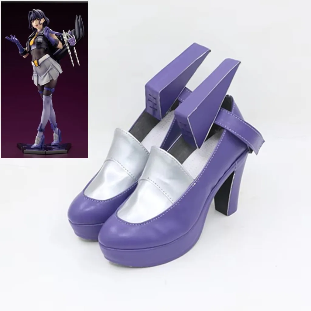 

‌Skywarp Thundercracker‌ StarsCream Cosplay Costume Purple Grey Blue High Heels Handmade Faux Leather Shoes