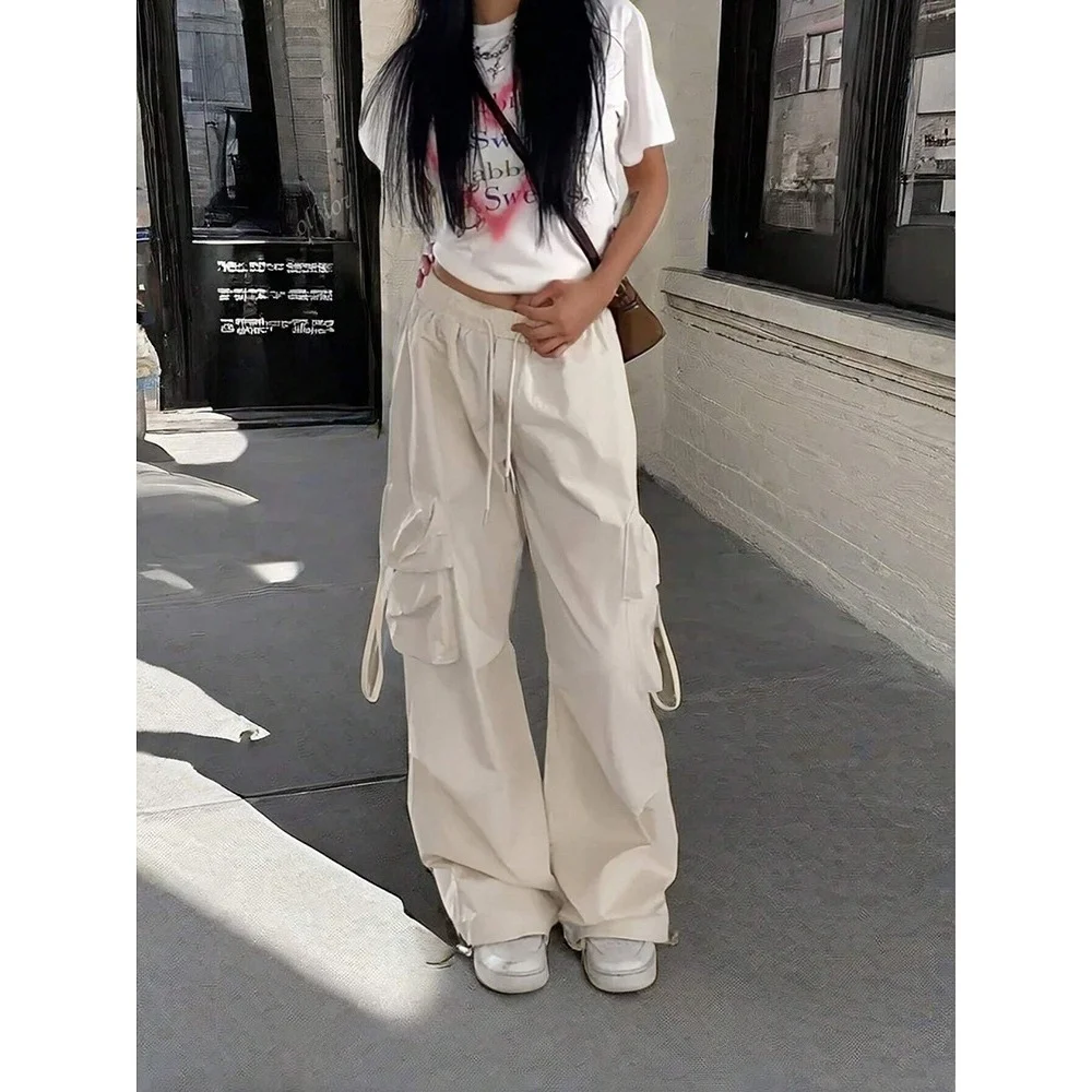 Korean Style Casual Workwear Pants Women's Loose Wide Leg Trousers Straight Drapey Cuffed Long Pants Versatile Fashionable