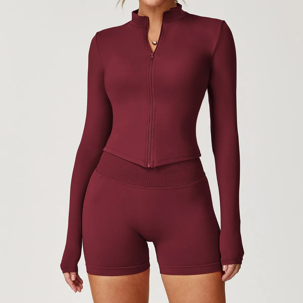 Langärmliges Damen-Sportoberteil mit Reißverschluss, lässiges Sportoberteil im sportlichen Stil, schnell trocknende Fitness-Yoga-Oberbekleidungsjacke, Single-Top Y2K