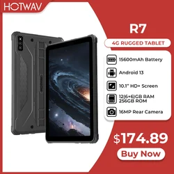 HOTWAV R7 tableta robusta 10,1 ''HD + pantalla Android 13 15600mAh almohadilla de batería 12GB 256GB 16MP cámara modo guante Tablet PC