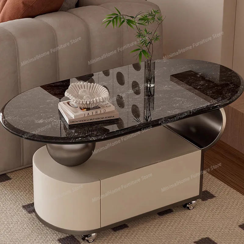 

Unique Oval Coffee Table Wheels Trendy Side Bedroom Coffee Table Living Room Modern Table Basse Minimaliste Luxury Furniture