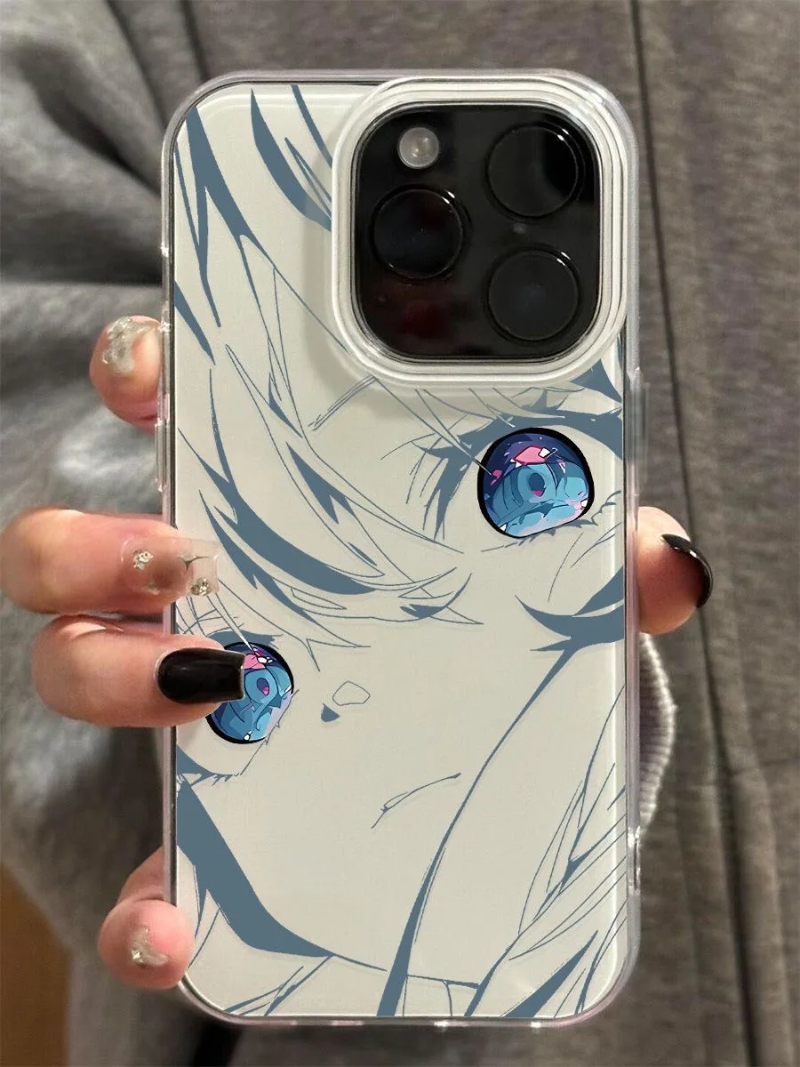 

Luxury Anime Cute Blue pupils Girl Clear Soft Case protection for iPhone 16 15 13 12 11 14 Pro Max XS XR 7 8 16 Plus X SE Coque