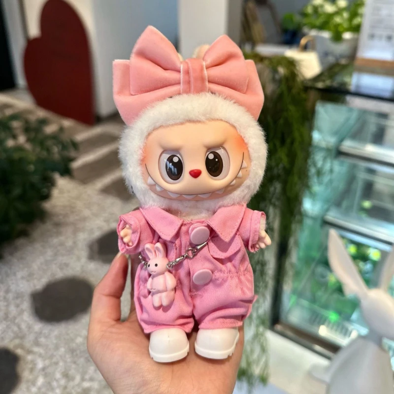 

For 15/17cm Labubu Doll Pink Clothing Set Labubu keychain 3.0 girl Cute skirt Clothes Designer Diy toy Accessories birthday Gift