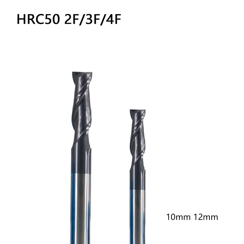 

1pc End Mill HRC50 2Flute 3F 4F 10mm 12mm Length 100mm 150mm Carbide Flat Endmill Machine CNC Lathe Milling Cutter Metal Tools