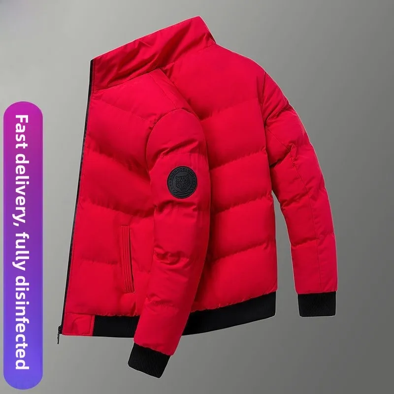 

Thiened Cotton Jaet Men's Casual Sle Youthful Versatile Winter Outerwear Warm Busin Gentleman ort Length Zipper Cl...