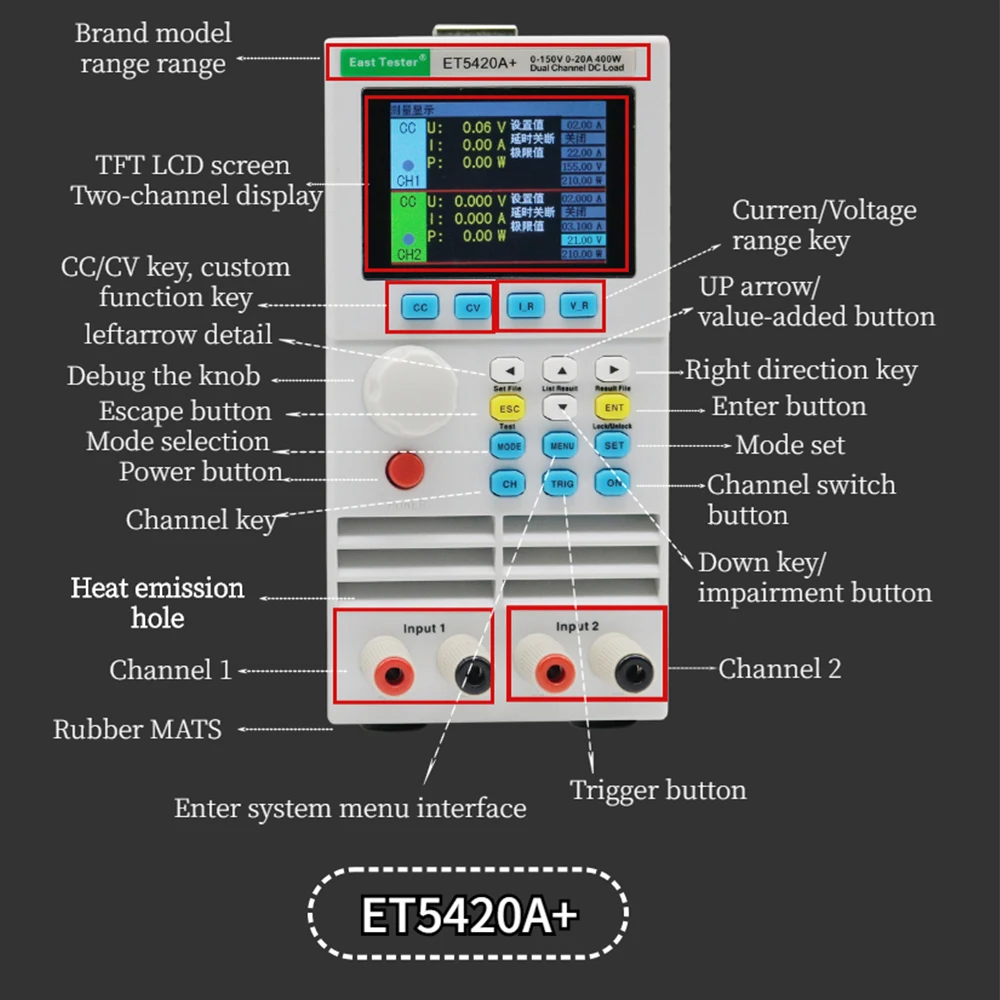 ET5420A+ DC Electronic Load Battery Professional Battery Tester High Precision Programmable  Capacity Tester 400W 150V 20A Load