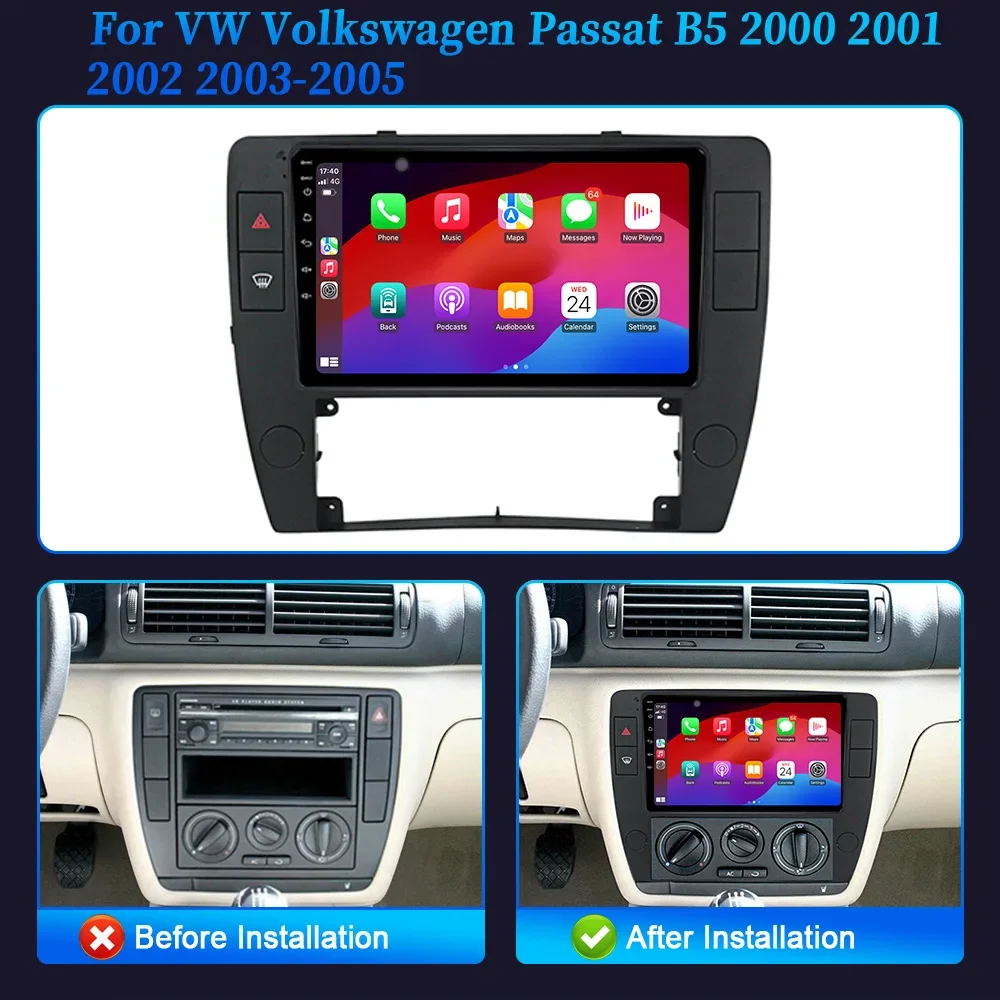 Auto Radio Für vw Volkswagen Passat B5 2000-2005 Multimedia Navigation Android 14 Stereo Kopf Einheit Bildschirm 4G 2CIN WIFI