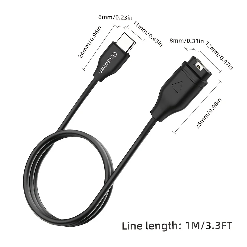 1m USB Type C Charging Cable for Garmin Fenix 8/7/7S/7X/6/6S/6X/5/5S/5X Forerunner 45 165 245 255 265 645 955 Vivoactive 5 Venu