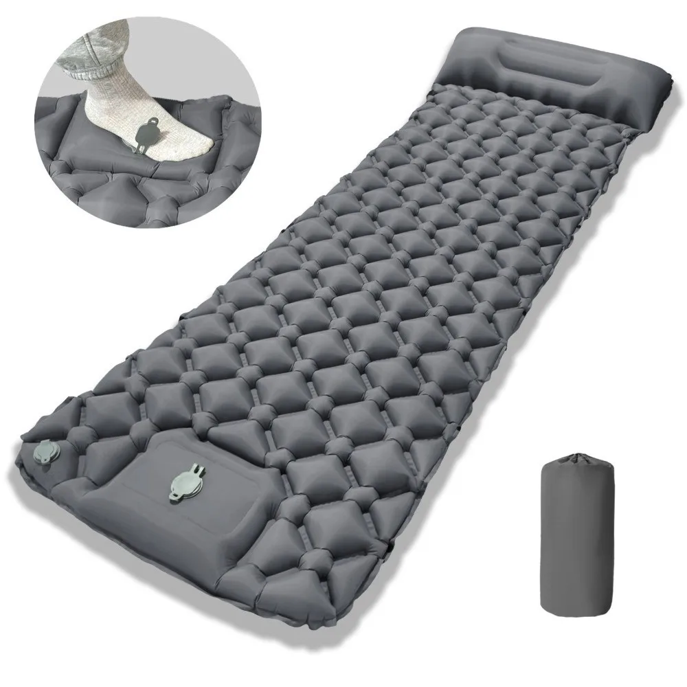 Colchoneta Inflable Camping con Bomba Integrada – Ultraligera y Plegable