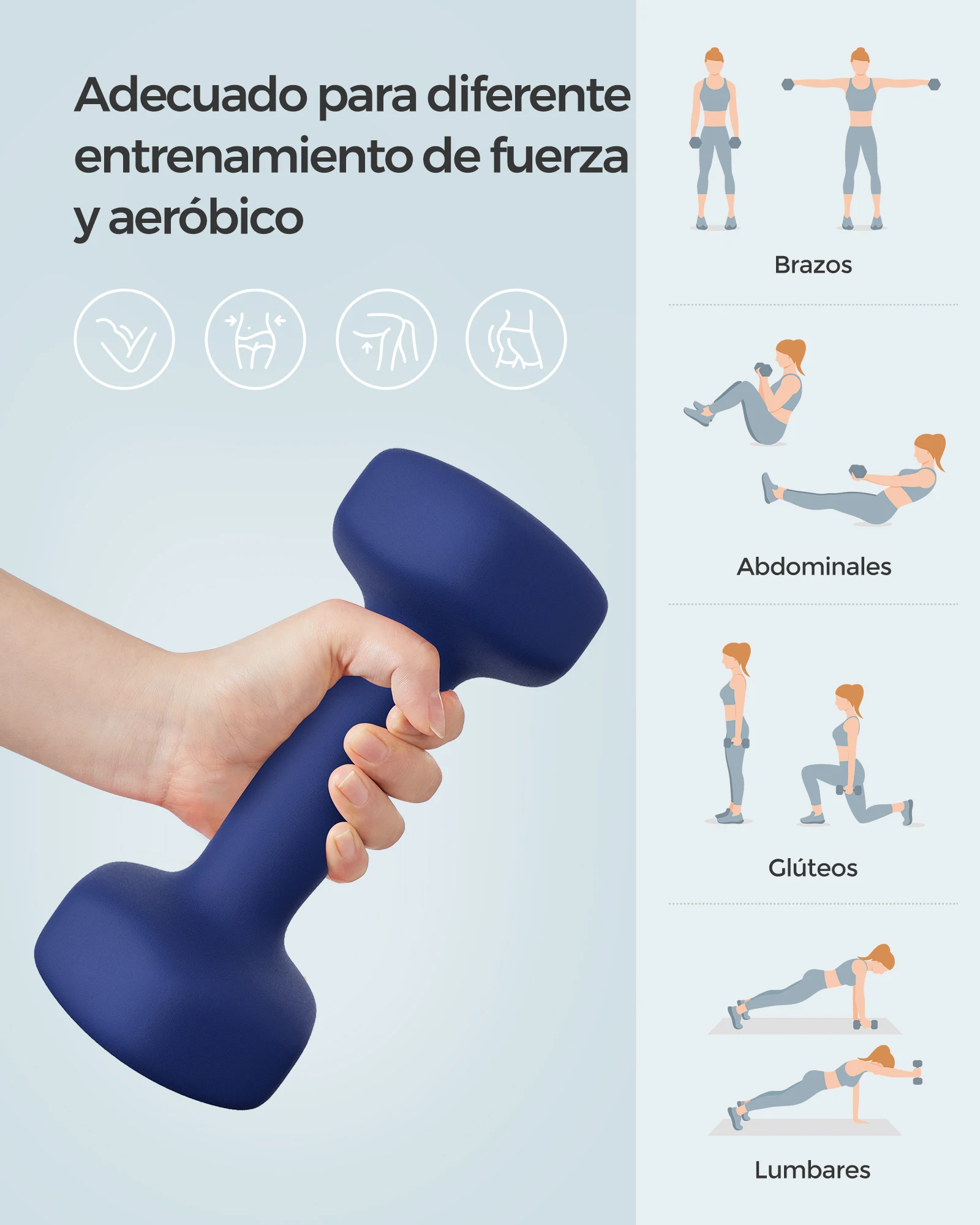 مجموعة SONGMICS مكونة من دمبلين، 2 × 2.5 كجم أوزان يدوية مع طلاء من النيوبرين، زوج دمبل سداسي، تمرين منزلي، أزرق هاربور