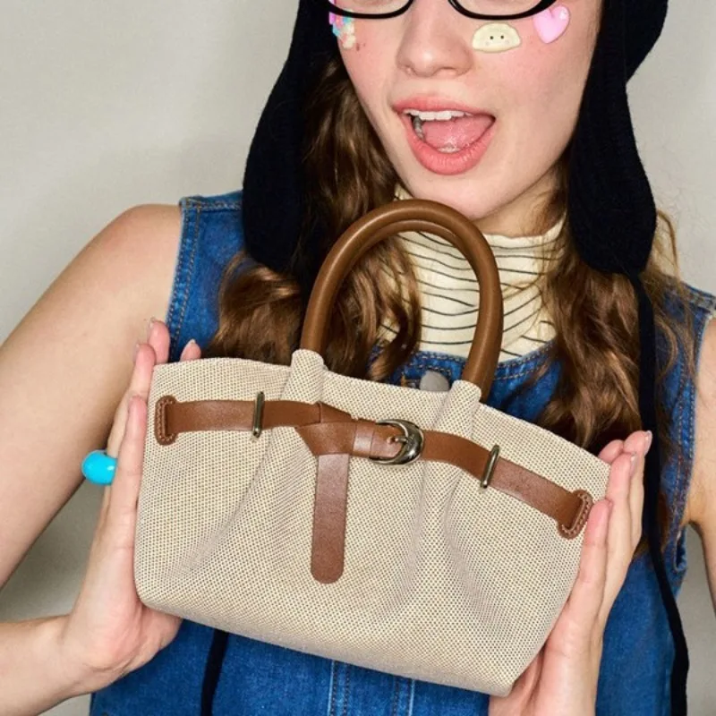 

2025 New Casual Dumpling Tote Bag Large Capacity Contrasting Trendy Commuter Handheld Crossbody Bag