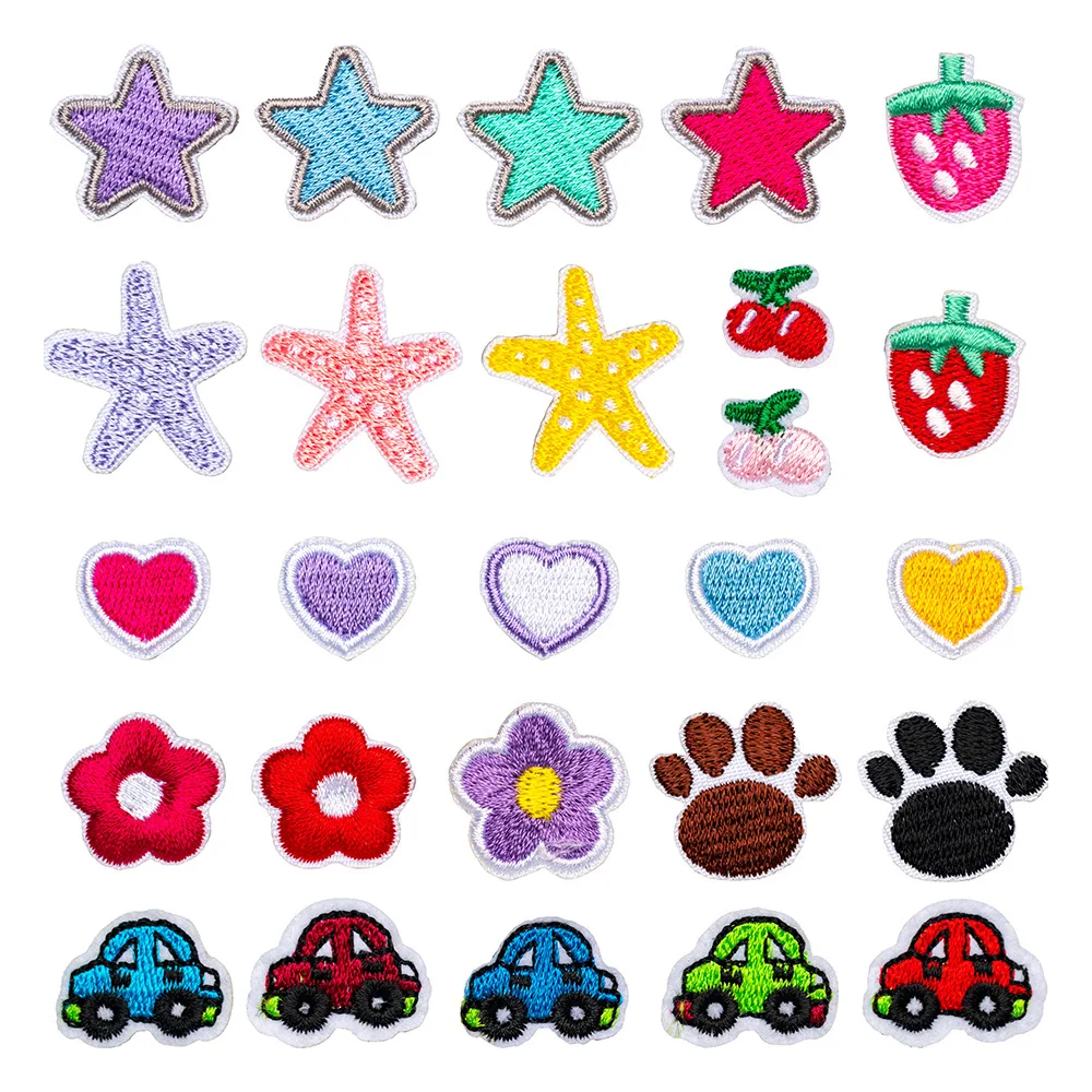 

Cartoon Mini Star Flower Stickers Love Embroidery Patch Diy Iron on Transfers for Clothing Appliques Clothes Accessories SCP