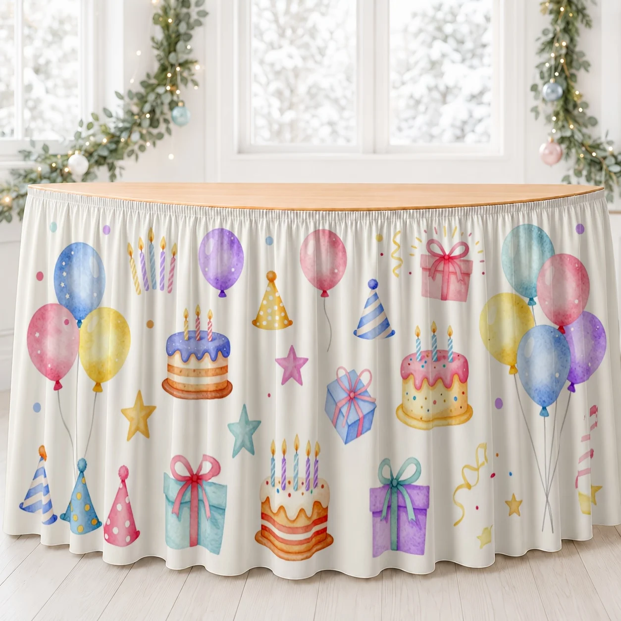 One-piece set. Suitable for wedding,baby shower, and birthday party tablecloths.Features balloon and colorful confetti printsxzj