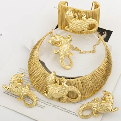 Jewelry Bracelet Fashion Earrings Classic Necklace Gold Plated Rings Sets African Wedding Women Romantic Geometric Party Gift