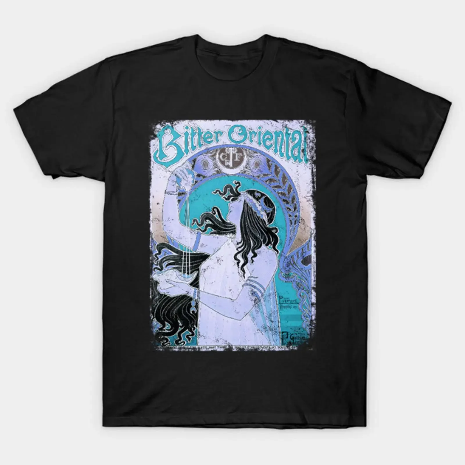 Art Nouveau Bitter Oriental Alphonse Mucha Vintage T Shirt vintage Washed graphic Unisex Versatile Top For Everyday Wear
