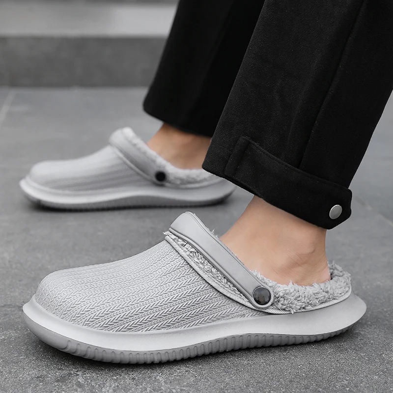 Slippers For Home Man Trendy All-match Anti-slip Lightweight Kitchen Bathroom Fashion Slipper Keep Warm Winter Men\'s Cotton Shoe