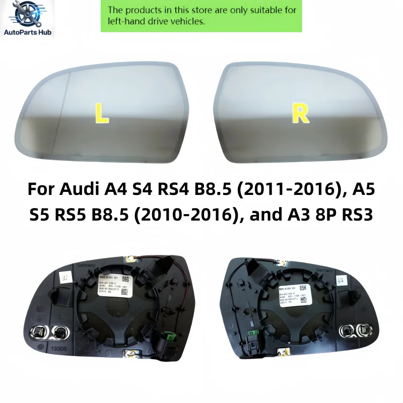 Suitable for auto-dimming heated mirror glass for Audi A4 S4 RS4 B8.5 (2011-2016), A5 S5 RS5 B8.5 (2010-2016), and A3 8P RS3