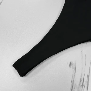 نسائي ملابس السباحة ثلاثية النقاط برباط بدون ذراعين بيكيني لوح أمامي مثير ملابس السباحة ملابس البحر منفصلة أحادية اللون جديد 2022 أعلى 8 مبيعات بيكيني غير لائقة - رقم 2