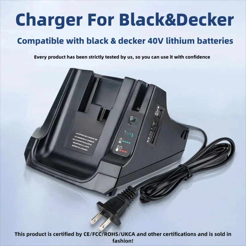 

Fast Charger for Black&Decker 36V/40V Max lithium ion Battery with 2 USB Output Ports LED Charging Indicator LBXR36 LBXR2036