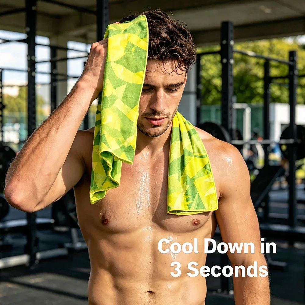 Printed Cooling Towel 30x100cm Ice Instant Chill Fabric Stay Cool for Yoga Gym Running Workout Sweat Wipe Quick Dry Sports Towel