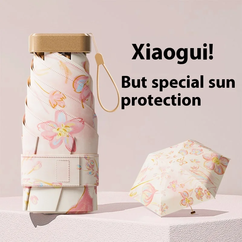 

Мини-зонт для женщин, солнцезащитный козырек, защита от солнца и ультрафиолета, двойного назначения, легкий и компактный портативный 6-кратный зонт