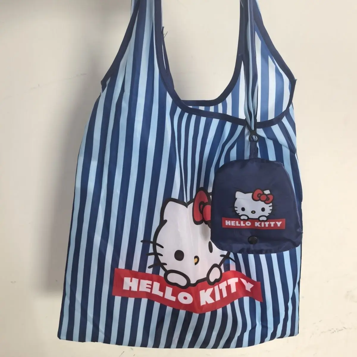 

Cute Hello Kittty Girls Women Organizer Double-sided Printed Foldable KT Cat Shopping Bag Anime Kawaii Shoulder Armpit Handbag