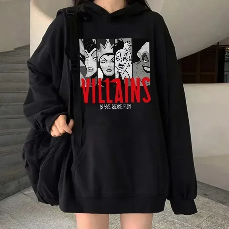 Disney Anime Hoodie Cartoon Villain Printed Sweatshirt Autumn Women\'s Casual Clothing Winter Harajuku Long Sleeved Pullover