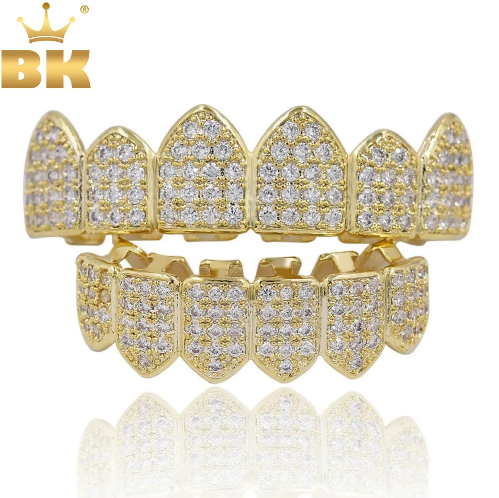 

TBTK Refined Dental Grills Paved Shining Sparkling Zircon Stone Braces Simple Luxury Style Punk Body Hiphop Jewelry